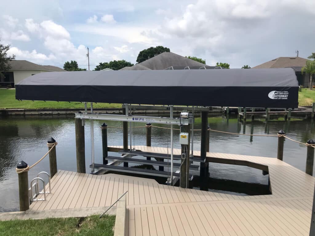 Radius beam boat lift cover