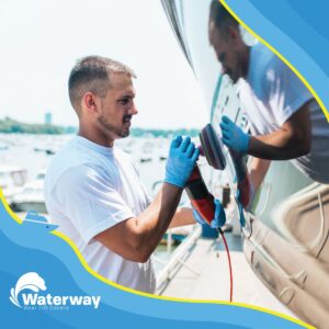 man cleaning boat