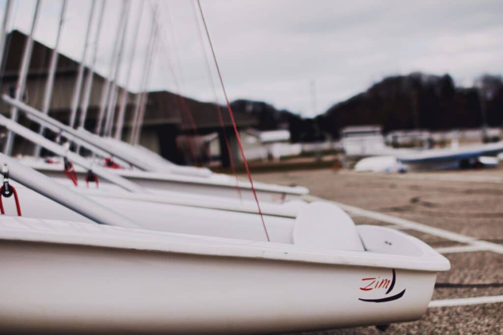 parked yachts on land