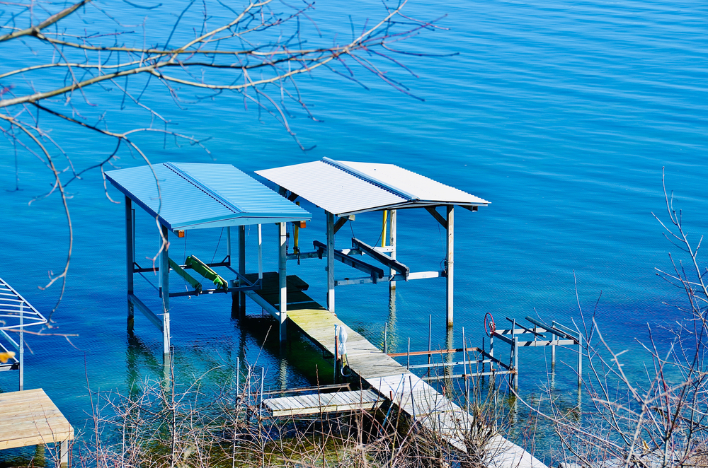 boat lift canopy over water